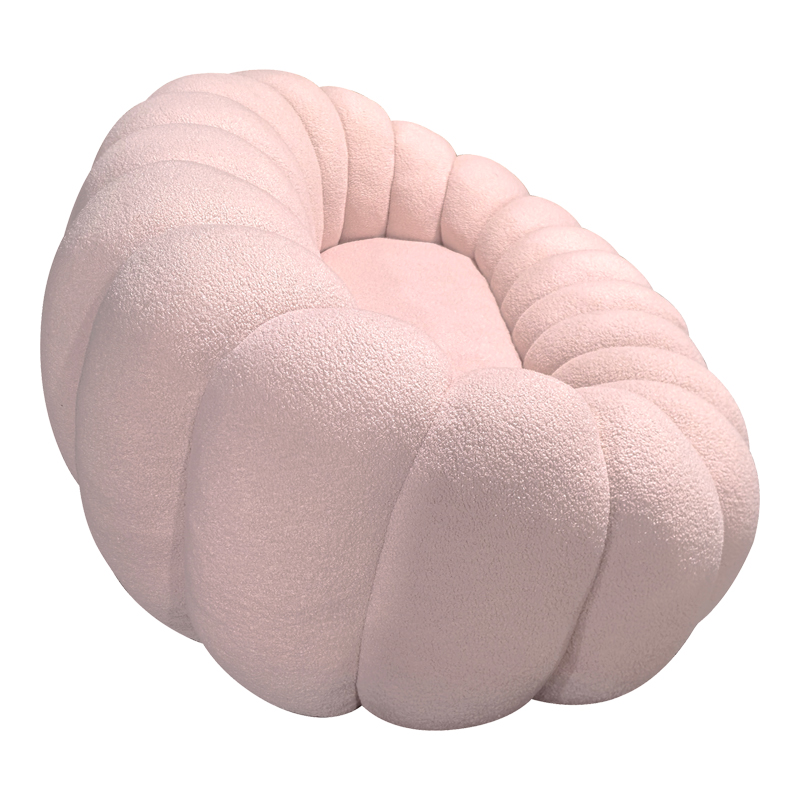 Καναπές Embrace Pakoworld Μπουκλέ Ύφασμα Σε Ροζ Απόχρωση 180X105X65Εκ