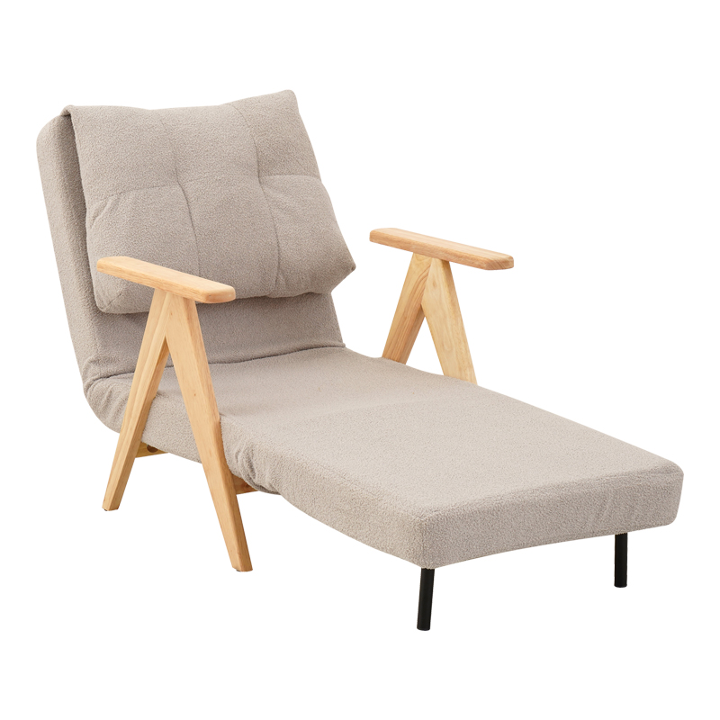 Πολυθρόνα-Κρεβάτι Restyl Pakoworld Rubberwood- Ύφασμα Σε Κρεμ Απόχρωση 75X60X93Εκ