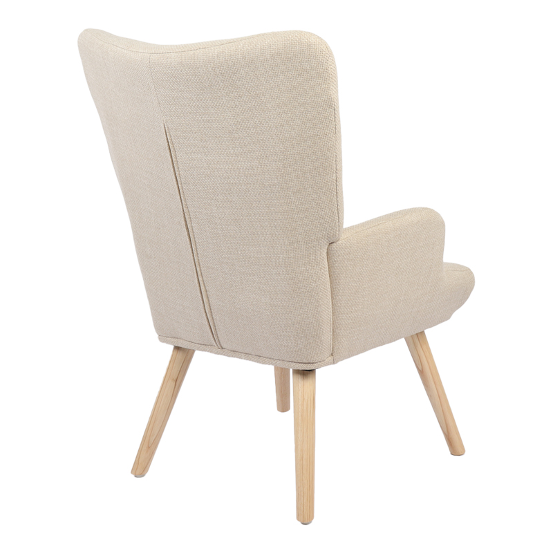 Πολυθρόνα-Μπερζέρα Gerlina Pakoworld Κρεμ Ύφασμα Με Πόδι Σε Φυσική Απόχρωση 71X64X94Εκ