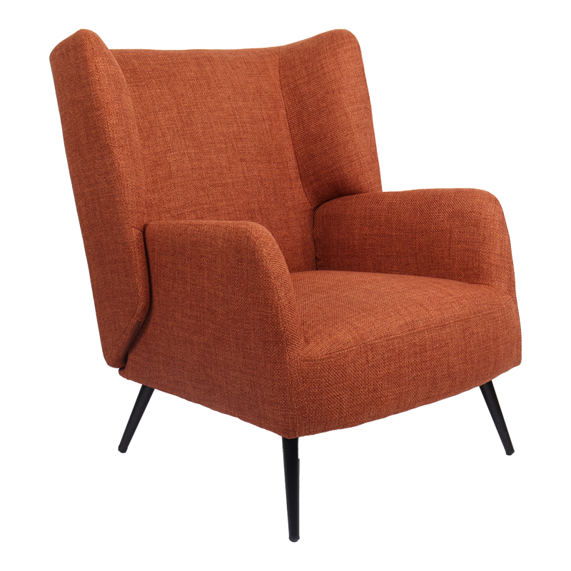 Πολυθρόνα Mareta Pakoworld Terracotta Ύφασμα Με Πόδι Σε Μαύρη Απόχρωση 83X80X99Εκ