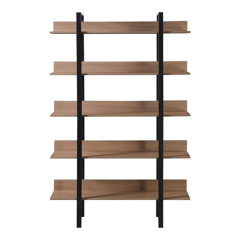 Βιβλιοθήκη Boderta Pakoworld Σε Sonoma-Μαύρη Απόχρωση 120X30X190Εκ