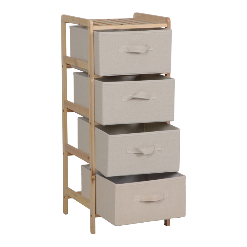 Συρταριέρα Wolen Pakoworld Ξύλο Ελάτου-Ύφασμα Σε Φυσική-Μπεζ Απόχρωση 34.5X36.5X86Εκ