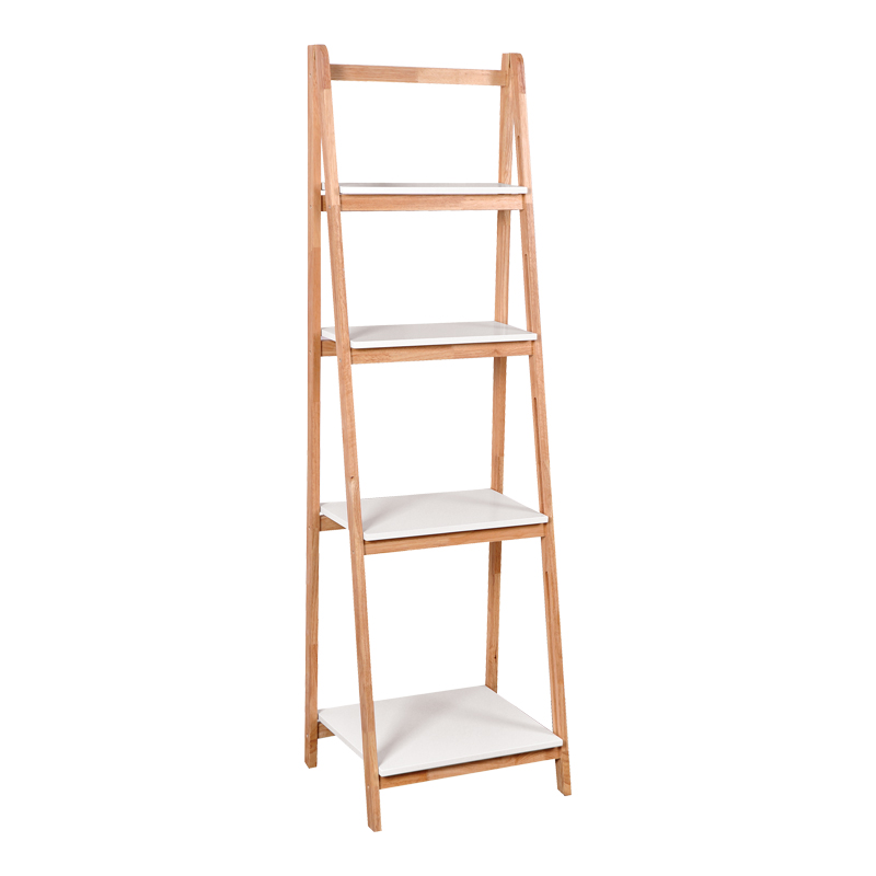 Ραφιέρα Δαπέδου Benwen Pakoworld Πτυσσόμενη Rubberwood-Mdf Σε Λευκή-Φυσική Απόχρωση 42X34.5X140Εκ