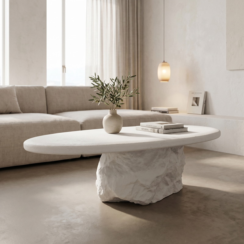 Τραπέζι Σαλονιού Zinol Pakoworld Mdf-Polyresin Λευκό 105X62X32Εκ
