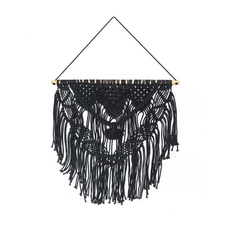 Boho Διακοσμητικό Τοίχου Βαμβακερό Macrame Rohan σε 2 Αποχρώσεις 50x50cm Μαύρο