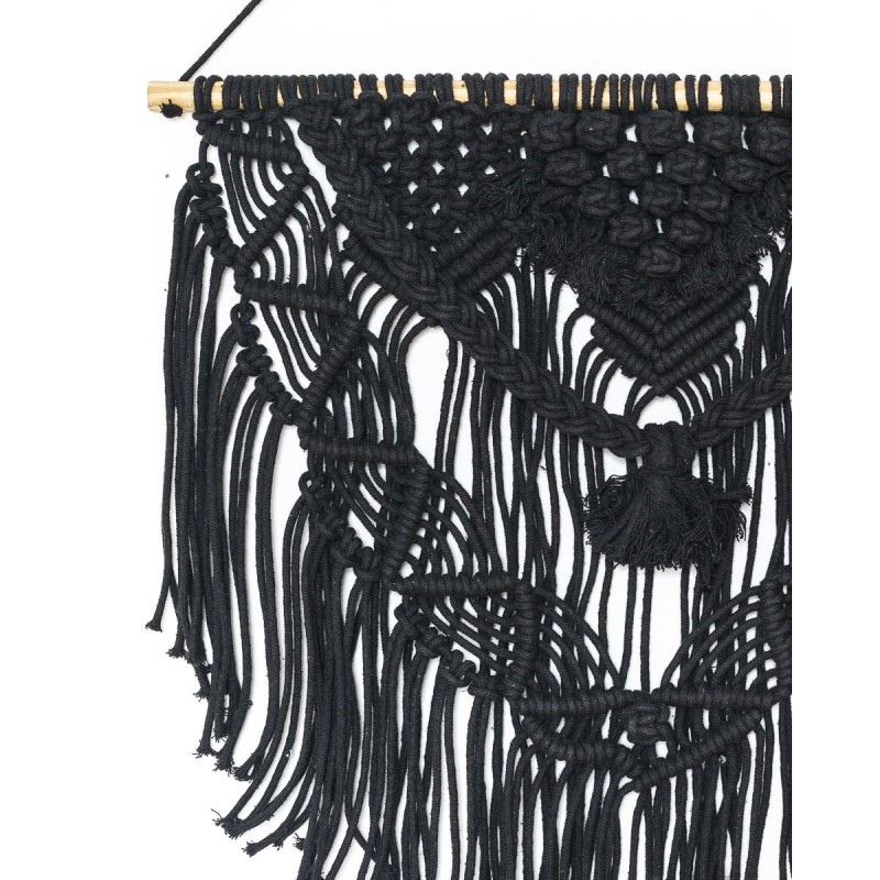 Boho Διακοσμητικό Τοίχου Βαμβακερό Macrame Rohan σε 2 Αποχρώσεις 50x50cm Μαύρο