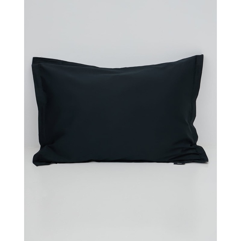 Βαμβακοσατέν Μονόχρωμο Oxford Ζεύγος Μαξιλαροθήκες Seti 52x72+3cm Μαύρο