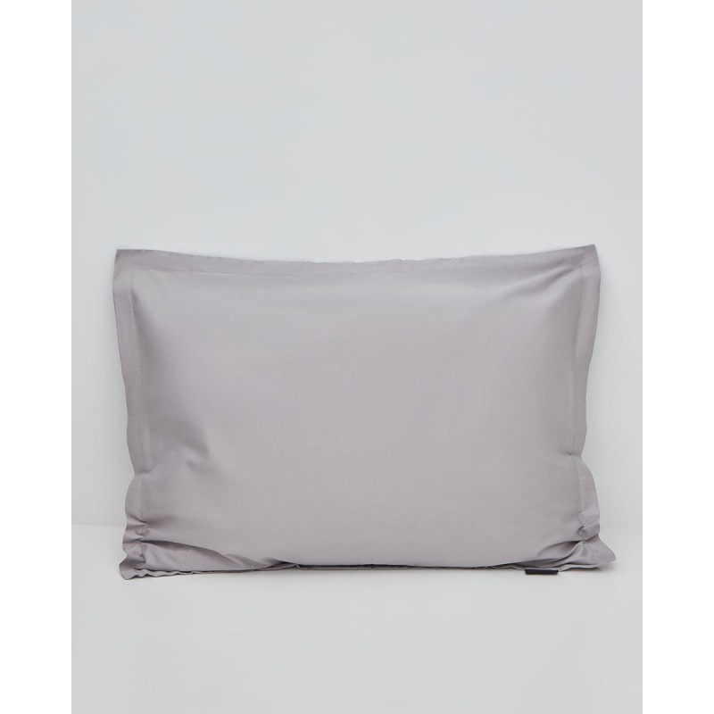 Βαμβακοσατέν Μονόχρωμο Oxford Ζεύγος Μαξιλαροθήκες Seti 52x92+3cm Γκρι απαλό