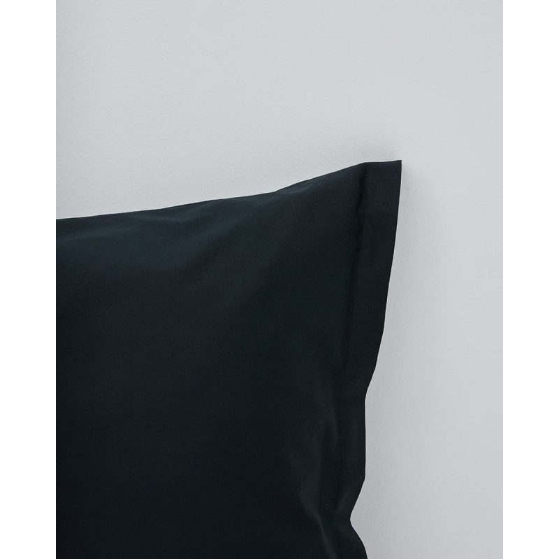 Βαμβακοσατέν Μονόχρωμο Oxford Ζεύγος Μαξιλαροθήκες Seti 52x92+3cm Μαύρο