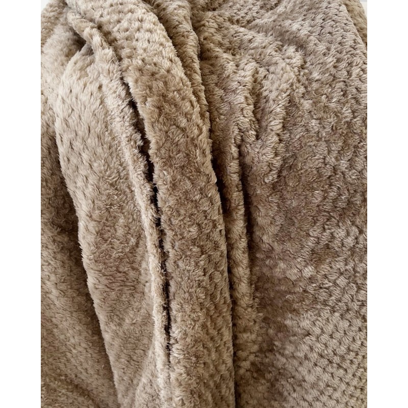 Βελουτέ Κουβέρτα Ανάγλυφη Coral Fleece Minthi 150x210cm Μονή (150x210cm) Μπεζ Σκούρο
