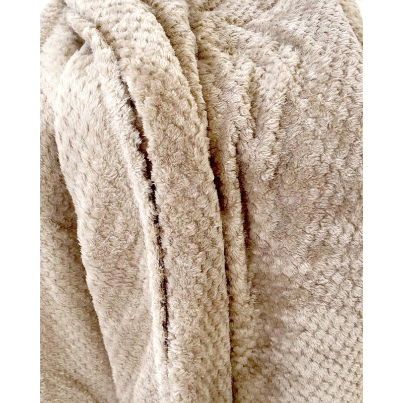 Βελουτέ Κουβέρτα Ανάγλυφη Coral Fleece Minthi 150x210cm Μονή (150x210cm) Μπεζ Απαλό