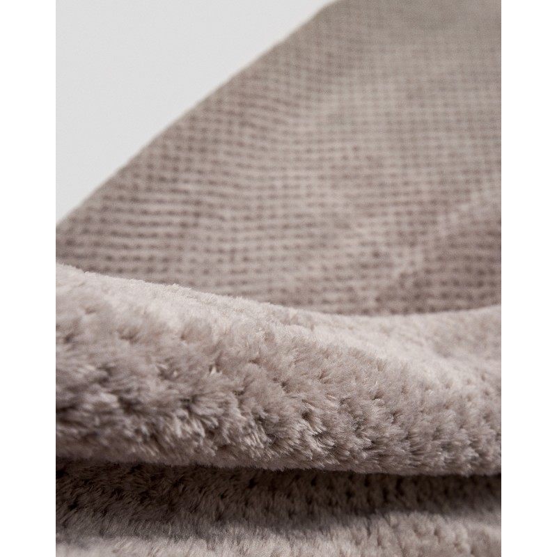 Βελουτέ Κουβέρτα Ανάγλυφη Coral Fleece Minthi 150x210cm Υπέρδιπλη (200x230cm) Γκρι - Μπεζ