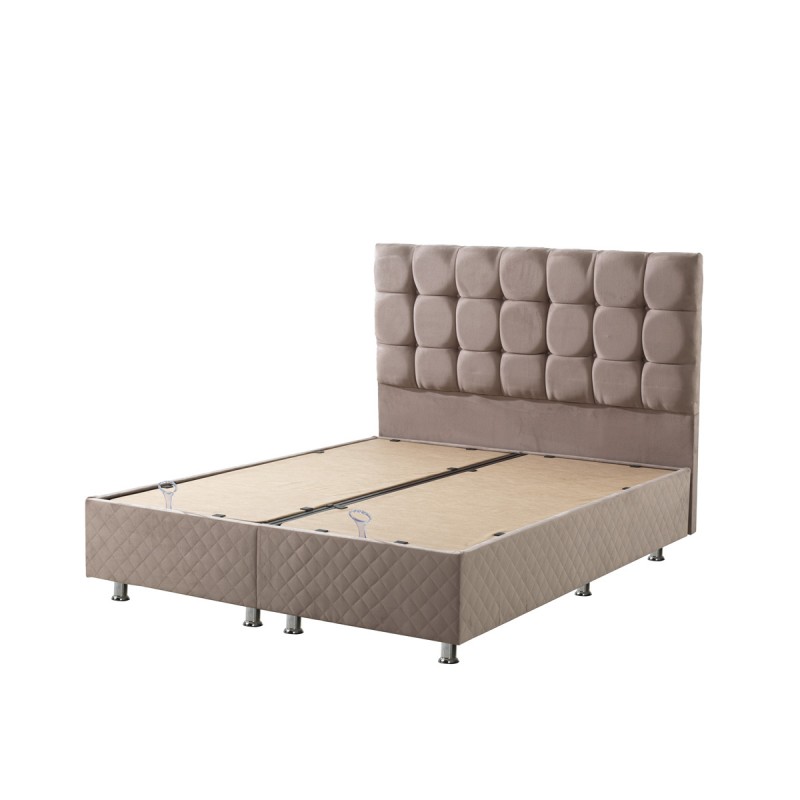 Κρεβάτι με Κεφαλάρι & Βάση με Αποθηκευτικό Χώρο με Ύφασμα Βελουτέ  Channel Μονή (90x200cm) Μπεζ