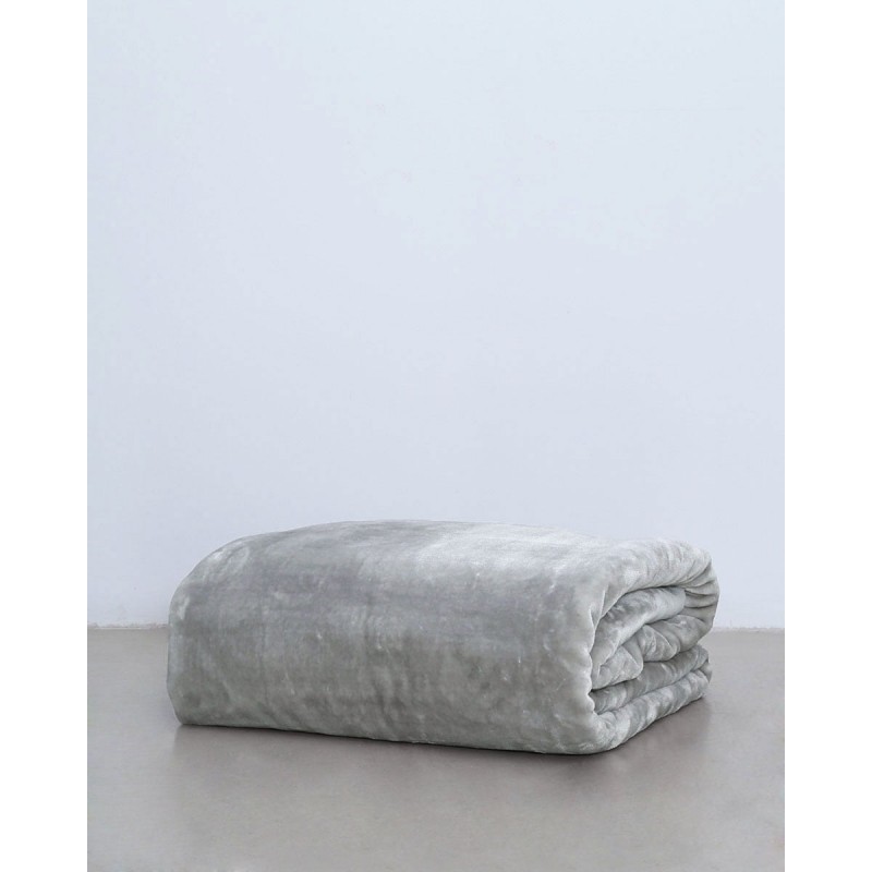 Βελουτέ Μονόχρωμη Κουβέρτα Voras σε 7 Αποχρώσεις Υπέρδιπλη (220x240cm) Γκρι απαλό