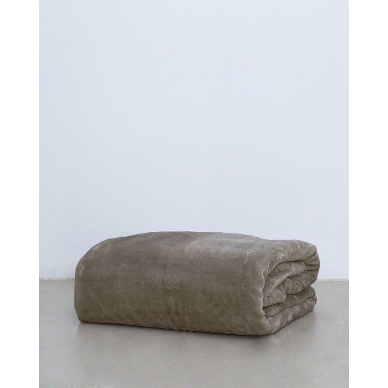 Βελουτέ Μονόχρωμη Κουβέρτα Voras σε 7 Αποχρώσεις Υπέρδιπλη (220x240cm) Γκρι - Μπεζ