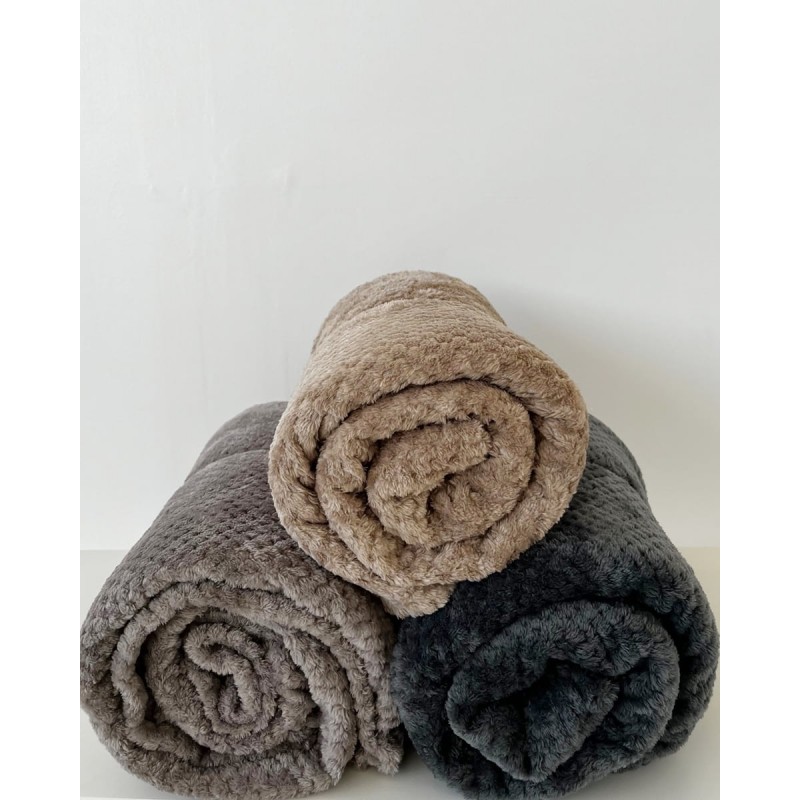 Βελουτέ Κουβέρτα Ανάγλυφη Coral Fleece Minthi 150x210cm Μονή (150x210cm) Μπεζ Απαλό