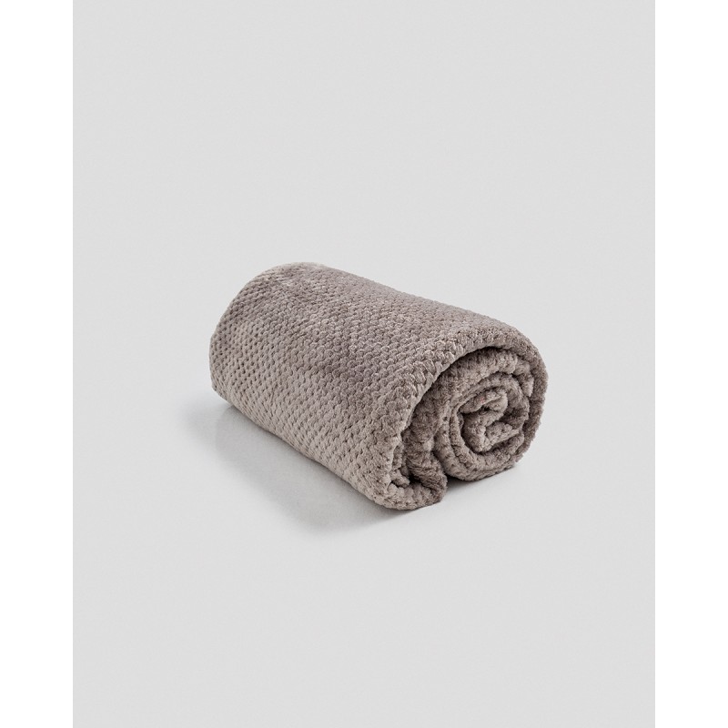 Βελουτέ Κουβέρτα Ανάγλυφη Coral Fleece Minthi 150x210cm Υπέρδιπλη (200x230cm) Γκρι - Μπεζ