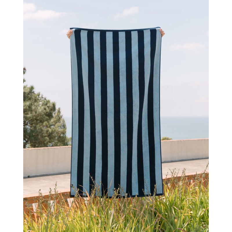 Βαμβακερή Ριγέ Πετσέτα Μπάνιου Akro 90x170cm Θαλάσσης | 90x170cm Σιέλ