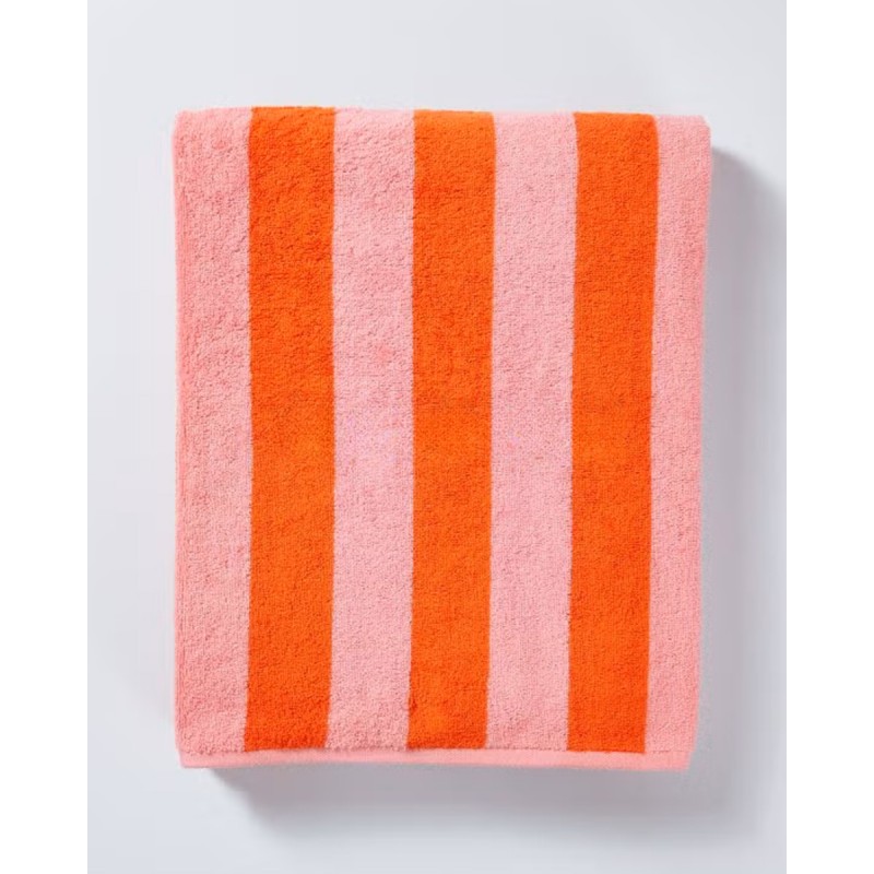 Βαμβακερή Ριγέ Πετσέτα Μπάνιου Akro 90x170cm Θαλάσσης | 90x170cm Πούδρα