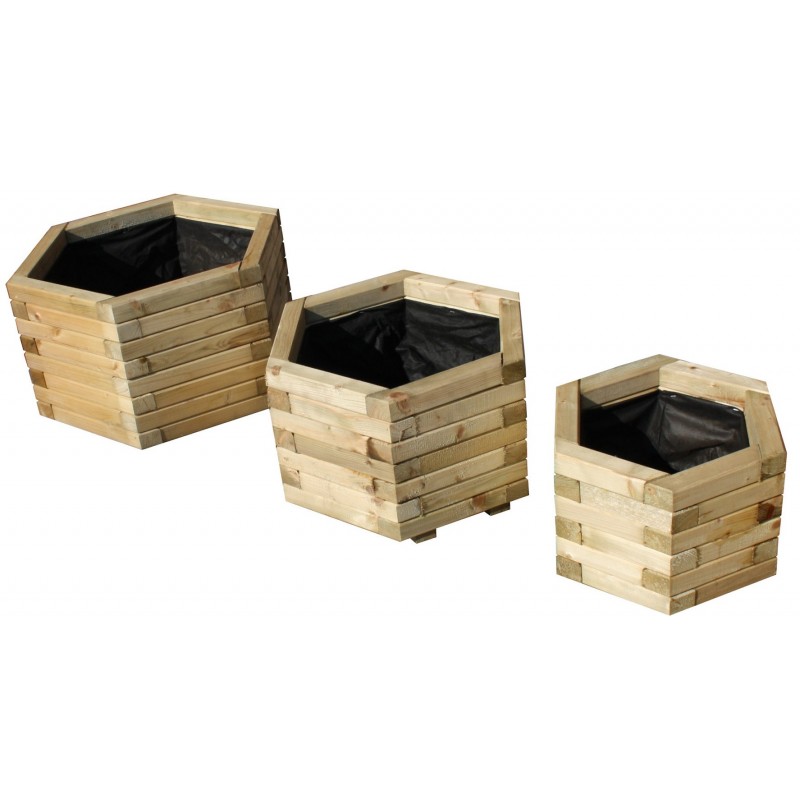 Ξύλινη γλάστρα εξάγωνη Ξύλινη γλάστρα εξάγωνη 33(Υ) x Ø55εκ.