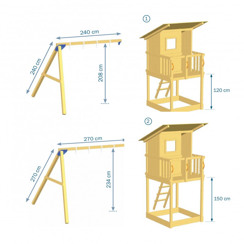 Ξύλινος πύργος Beach Hut με προέκταση Πύργος Beach Hut (1) - με ύψος τσουλήθρας 120εκ. και προέκταση