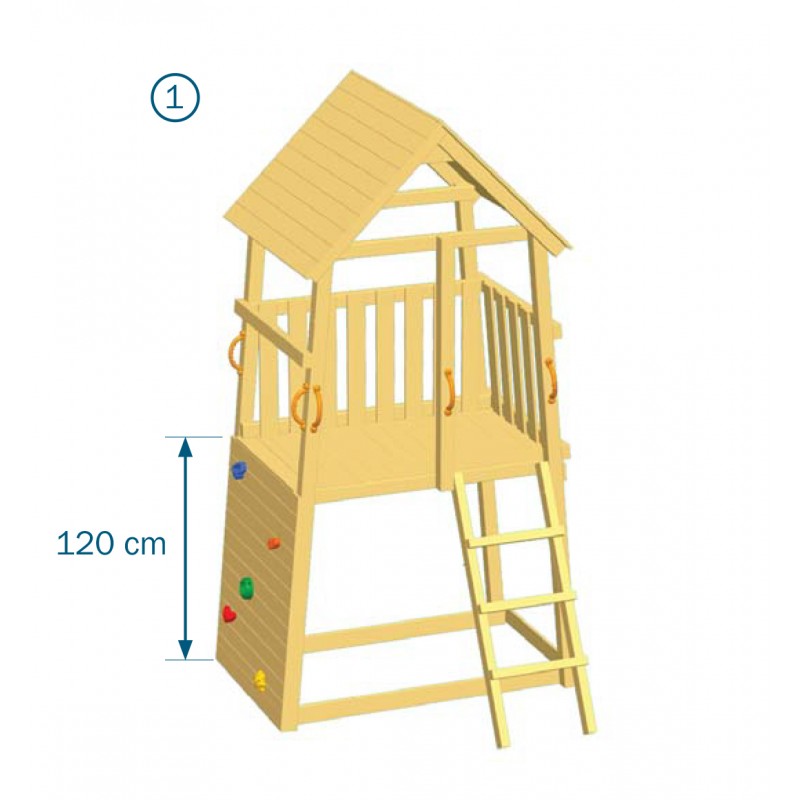 Ξύλινος πύργος Belvedere (2) - με ύψος τσουλήθρας 150εκ.