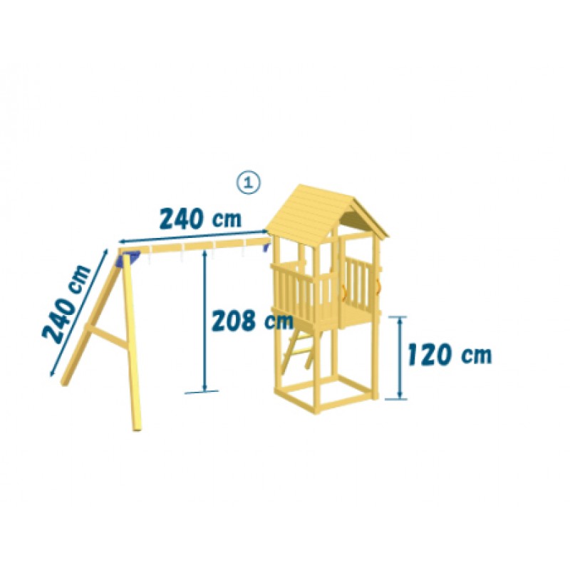 Ξύλινος πύργος Kiosk με προέκταση Πύργος Kiosk - με ύψος τσουλήθρας 120εκ. & προέκταση