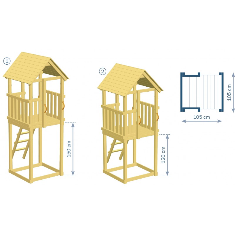 Ξύλινος πύργος Kiosk Πύργος Kiosk με ύψος τσουλήθρας 120εκ.