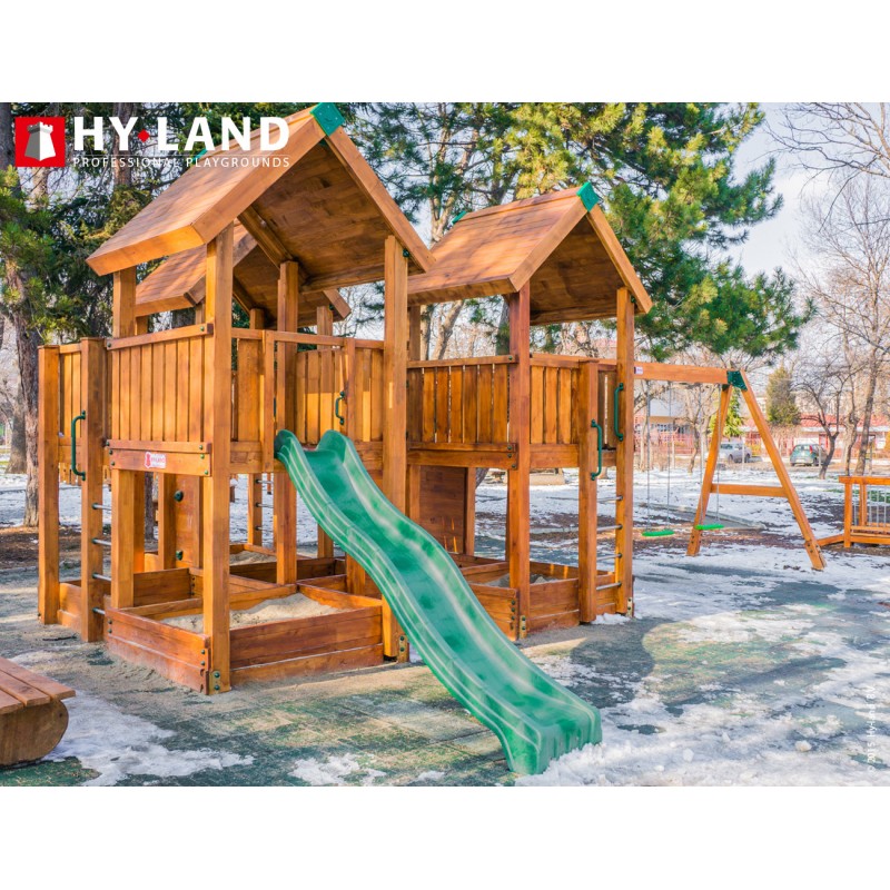 Ξύλινη παιδική χαρά | Project 8S Παιδική Χαρά Επαγγελματικής Χρήσης - Project 8S με Κούνια Προέκταση 2 Θέσεων