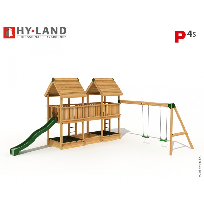 Ξύλινη παιδική χαρά | Project 4S Project 4s - Παιδική Χαρά Επαγγελματικής Χρήσης -  με Κούνια Προέκταση 2 θέσεων