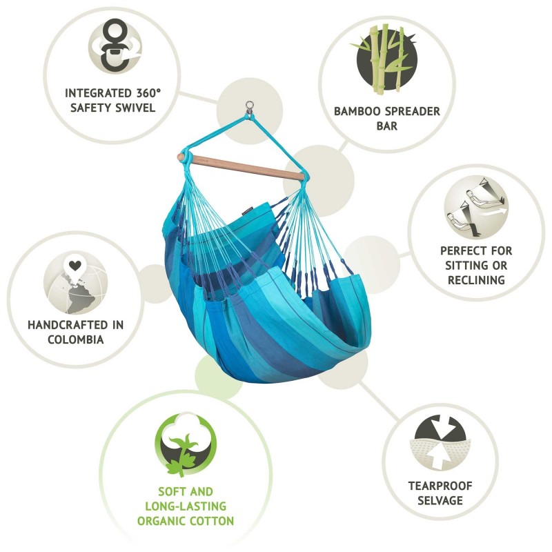 Αιώρα κάθισμα από oργανικό βαμβάκι Habana Lagoon ΑΙΩΡΑ ΚΑΘΙΣΜΑ ΟΡΓΑΝΙΚΟ ΒΑΜΒΑΚΙ HABANA LAGOON | COMFORT