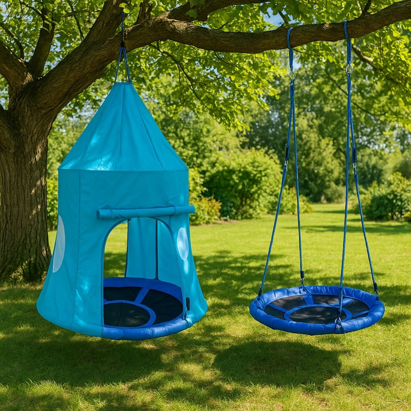 Αιώρα φωλιάς Ø100εκ. μπλε με σκηνή Cosy Castle