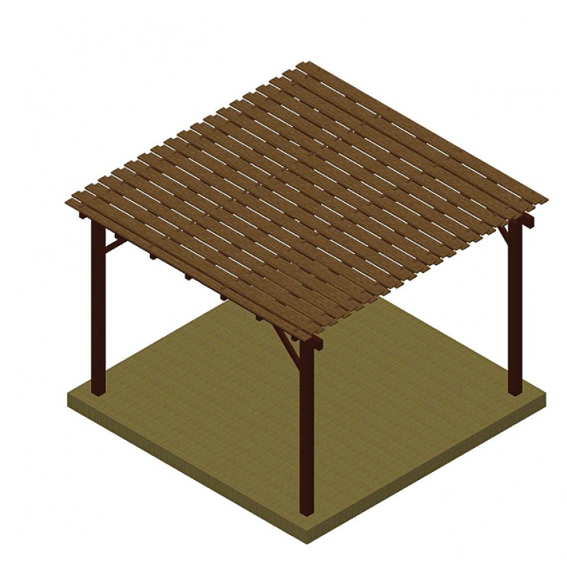 Ξύλινη πέργκολα με διπλή τάβλα 300 x 400εκ.