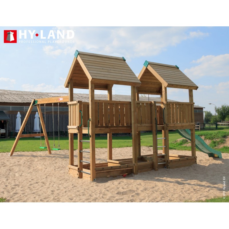 Ξύλινη παιδική χαρά | Project 4S Project 4s - Παιδική Χαρά Επαγγελματικής Χρήσης -  με Κούνια Προέκταση 2 θέσεων