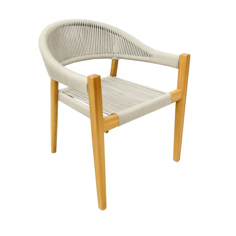 Premium Καρέκλα Teak με Γκρι Σχοινιά