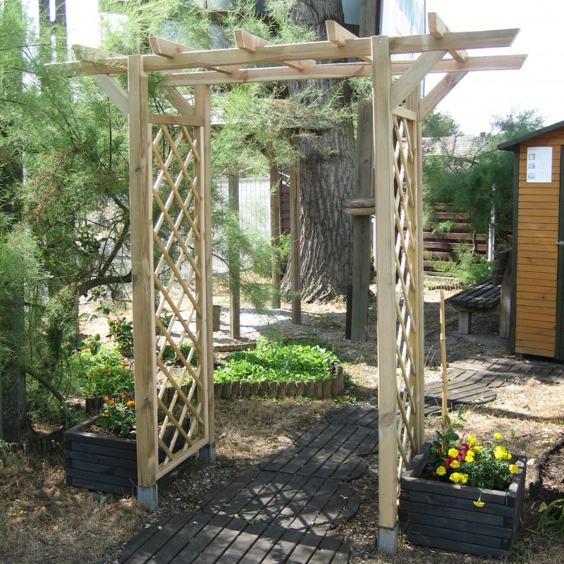 Ξύλινη πέργκολα είσοδος Ειρήνη 240(Y) x 180 x 54εκ.