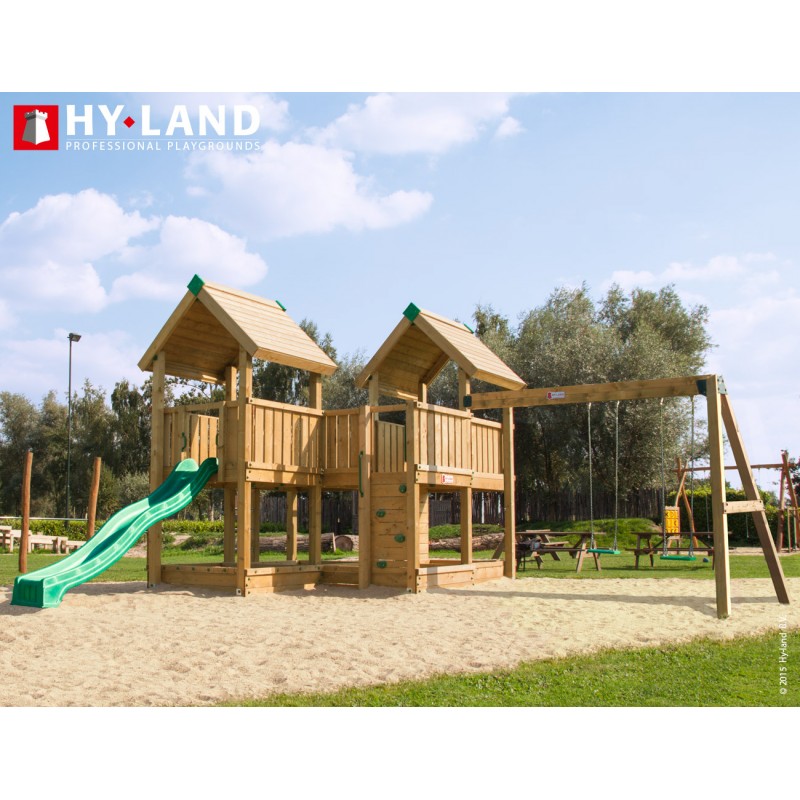 Ξύλινη παιδική χαρά | Project 6S Παιδική Χαρά Επαγγελματικής Χρήσης - Project 6 με Κούνια Προέκταση 2 θέσεων