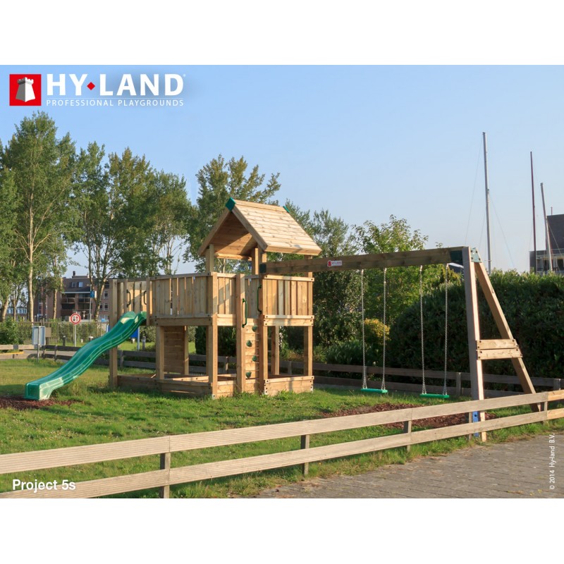 Ξύλινη παιδική χαρά | Project 5S Παιδική Χαρά Επαγγελματικής Χρήσης - Project 5S με Κούνια Προέκταση 2 θέσεων