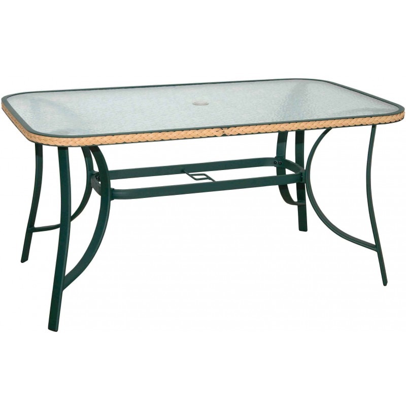 ΤΡΑΠΕΖΙ ΠΡΑΣΙΝΟ ΑΛΟΥΜΙΝΙΟΥ ΚΗΠΟΥ ΜΕ ΓΥΑΛΙ L120XW70XH71cm