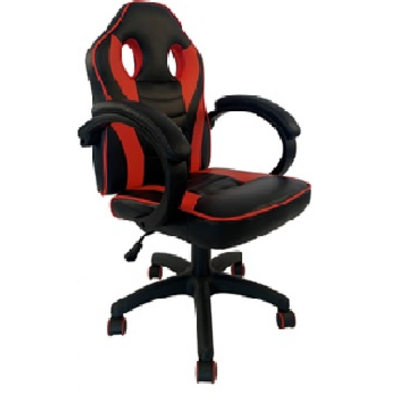 ΚΑΡΕΚΛΑ ΓΡΑΦΕΙΟΥ GAMING ΜΕ ΜΠΡΑΤΣΑ -ΕΠΙΦΑΝΕΙΑ PU-TEXT- ΚΟΚΚΙΝΟ ΜΑΥΡΟ