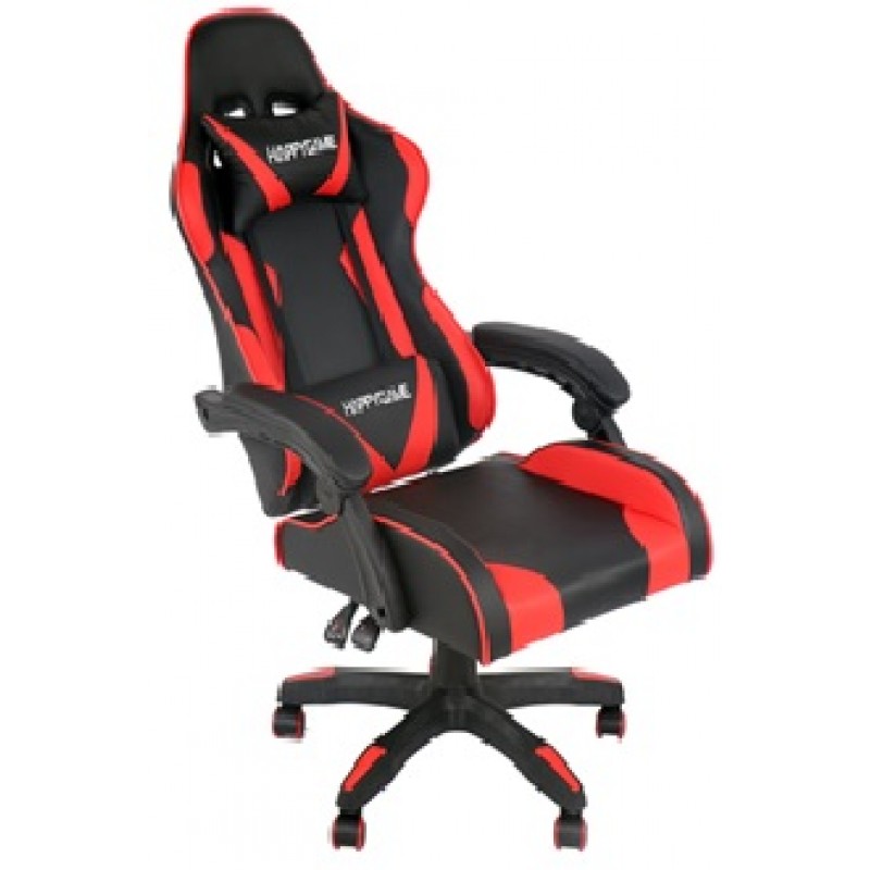 ΚΑΡΕΚΛΑ ΓΡΑΦΕΙΟΥ GAMING ΜΕ ΜΠΡΑΤΣΑ -ΕΠΙΦΑΝΕΙΑ PVC- ΚΟΚΚΙΝΟ ΜΑΥΡΟ