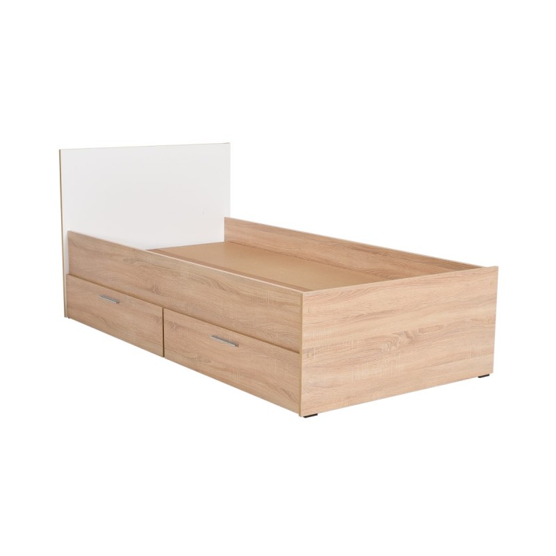 ΚΡΕΒΑΤΙ ΗΜΙΔΙΠΛΟ 100x195x85 εκ  ΜΕ 2 ΑΠΟΘ.ΧΩΡΟΥΣ SONOMA / ΛΕΥΚΟ