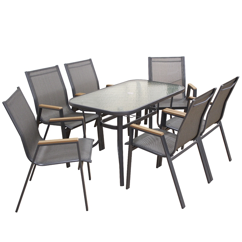 SELBY SET ΤΡΑΠΕΖΑΡΙΑΣ 7ΤΜΧ ΑΝΘΡΑΚΙ 120Χ70εκ.