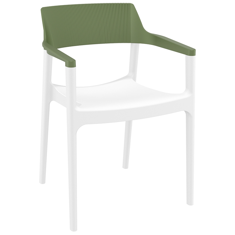 TULUM WHITE/OLIVE GREEN ΠΟΛΥΘΡΟΝΑ ΠΟΛ/ΝΙΟΥ 55X52X79εκ.