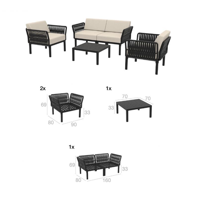 PORTOFINO LOUNGE SET 2ΘΕΣ.WHITE ΧΩΡΙΣ ΜΑΞ.(2ΘΕΣ.+2ΠΟΛ.+ΤΡΑΠ 33εκ.)