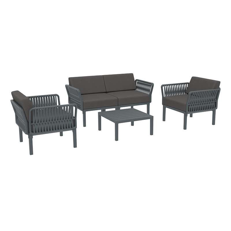 PORTOFINO LOUNGE SET 2ΘΕΣ.DARK GREY/ΜΑΞ. DARK GREY(2ΘΕΣ.+2ΠΟΛ.+ΤΡΑΠ 33εκ.)