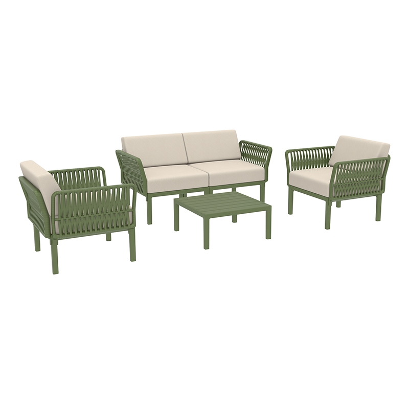 PORTOFINO LOUNGE SET 2ΘΕΣ.OLIVE GREEN/ΜΑΞ. BEIGE(2ΘΕΣ.+2ΠΟΛ.+ΤΡΑΠ 33εκ.)