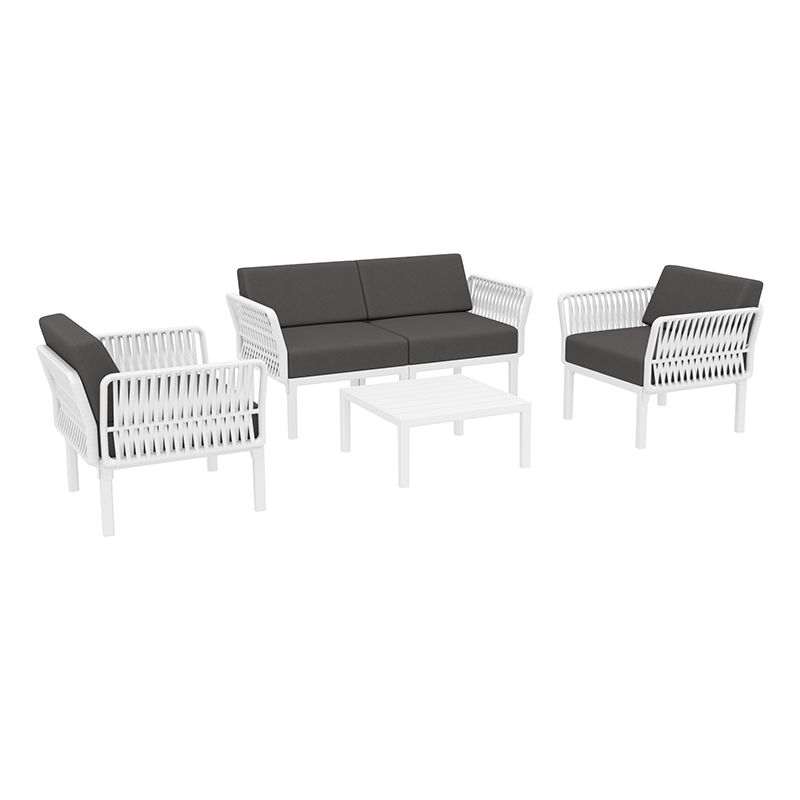 PORTOFINO LOUNGE SET 2ΘΕΣ.WHITE/ΜΑΞ. DARK GREY(2ΘΕΣ.+2ΠΟΛ.+ΤΡΑΠ 33εκ.)