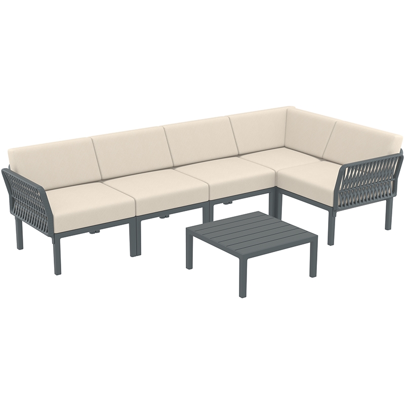 PORTOFINO LOUNGE SET ΓΩΝΙΑ DARK GREY/ΜΑΞ. BEIGE(+ΤΡΑΠ.33εκ.)