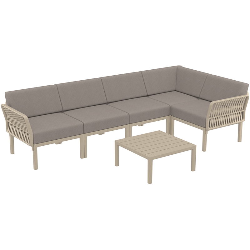 PORTOFINO LOUNGE SET ΓΩΝΙΑ TAUPE/ΜΑΞ. LIGHT BROWN(+ΤΡΑΠ.33εκ.)